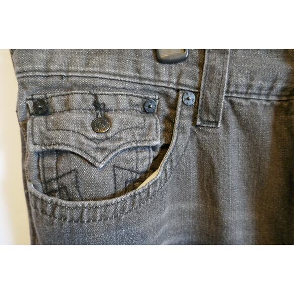 True Religion Mens Jeans 38 x 32 Gray Ricky World Tour Relaxed Fit Straight - Picture 5 of 16
